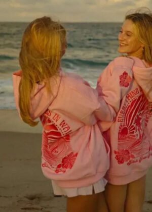 Pink Palm Puff hoodie