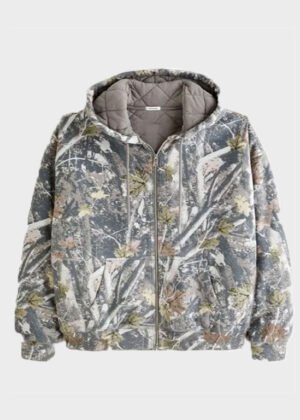 abercrombie quilted grey white camo pullover hoodie