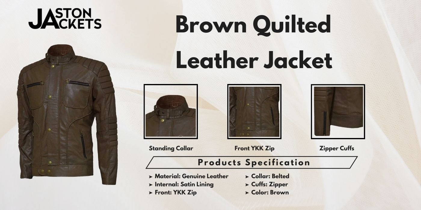 brown quilted leather jacket info