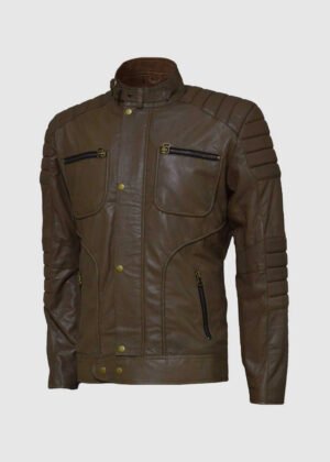 Brown Quilted Leather Jacket