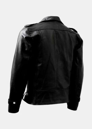 men zipper black rain leather moto jacket