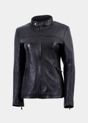 women lightweight black biker jacket