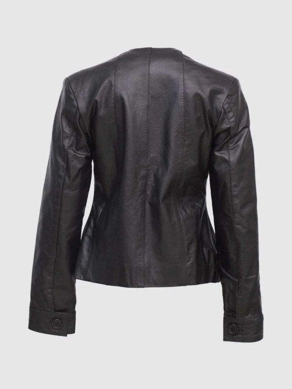 Womens Collarless Leather Jacket