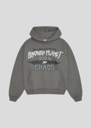 broken planet chaos grey hoodie