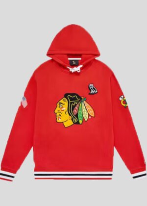 ovo x nhl blackhawks red hoodie