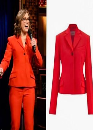 the tonight show 2024 emmy blotnick single breasted blazer in red