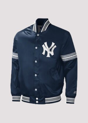 yankees baseball satin blue varsity jacket