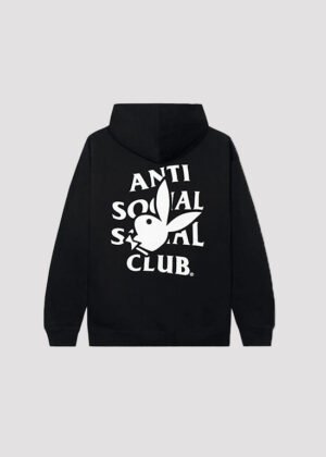 anti social social club playboy bunny logo black pullover hoodie