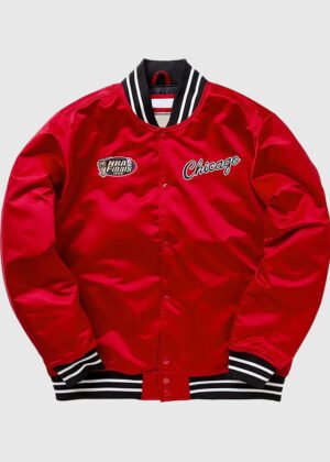 chicago bulls heavyweight red satin jacket