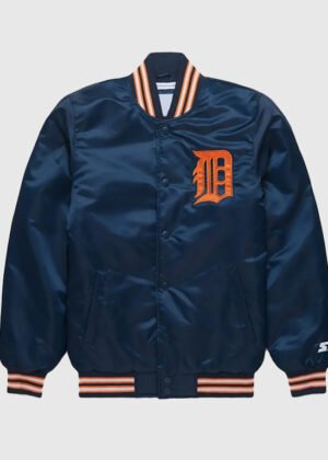 detroit tigers classic navy satin jacket