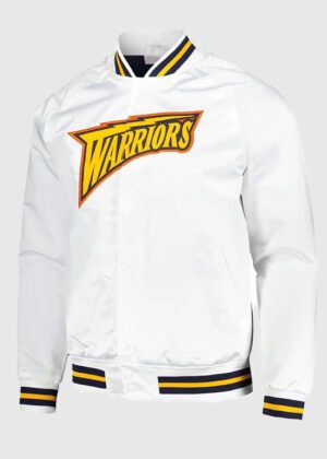 golden state warriors throwback wordmark white jacket