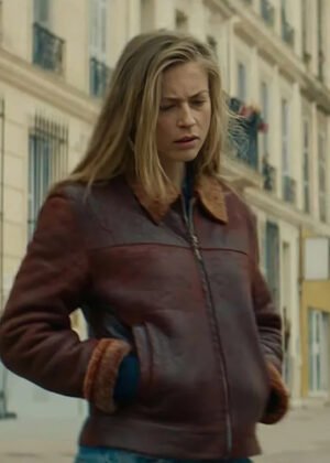 jeanne goursaud pax massilia s01 alice vidal shearling maroon leather jacket