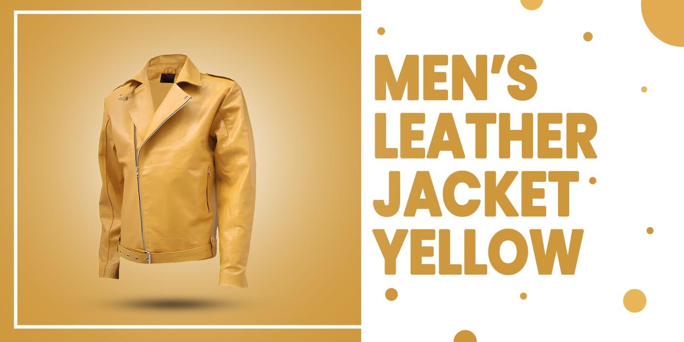 mens leather Jacket yellow