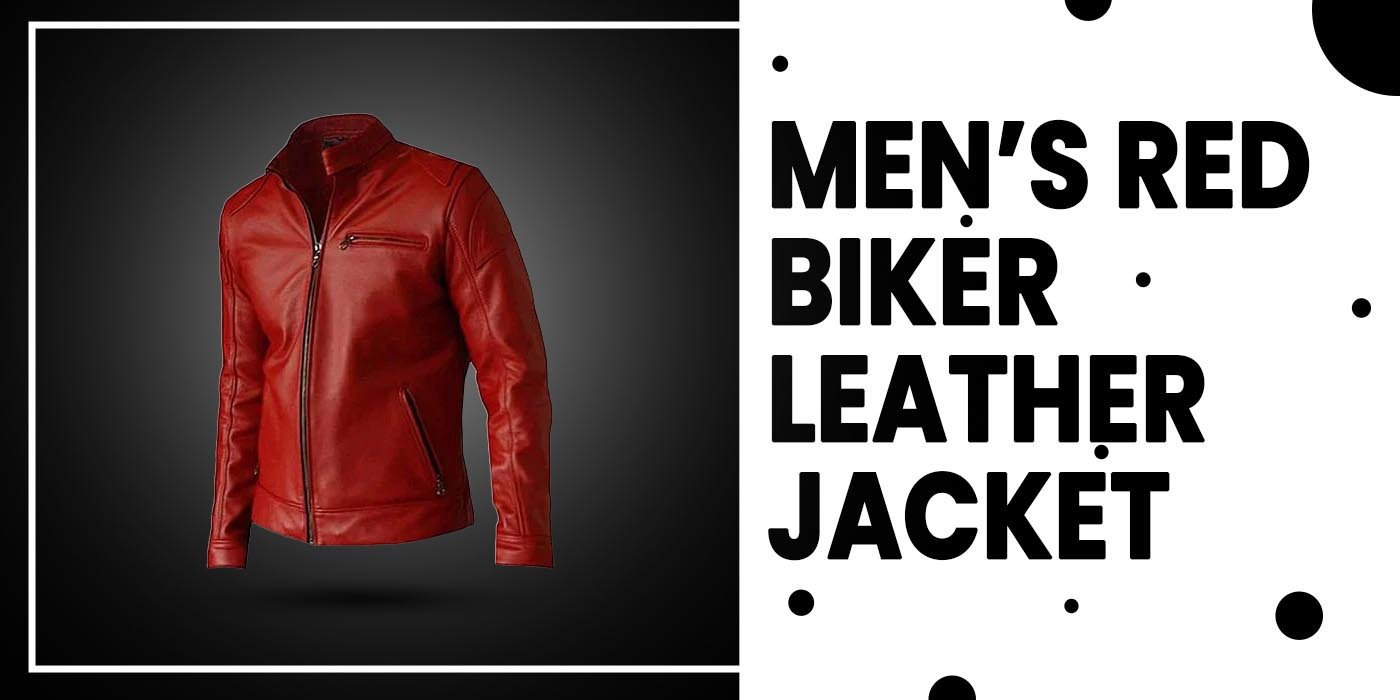 mens red biker leather jacket