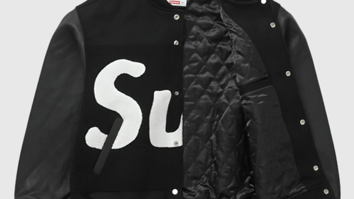 Supreme Big Logo Chenille Black Varsity Jacket