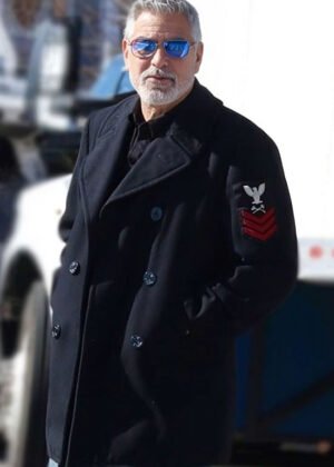 wolves 2024 george clooney black trench coat
