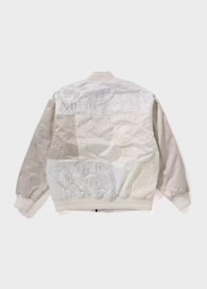 bape patchwork ivory varsity jacket