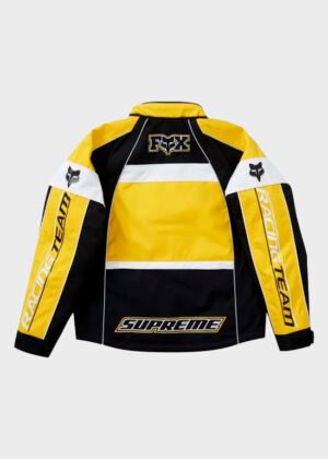 supreme x fox yellow black racing jacket