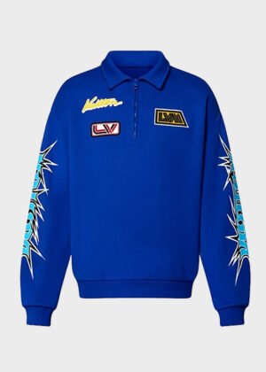 saquon barkley half zip blue printed sweatshirt